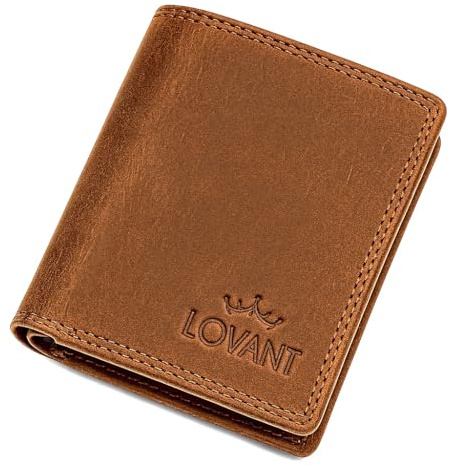 Leder Geldbörse Herren mit RFID Schutz I Portemonnaie Klein mit Münzfach I 9 Fächer I Echtleder Geldbeutel für Männer I 2 Geldscheinfächern I Slim Wallet mit Geschenkbox I Brieftasche Wallet braun
