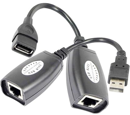 FENGHAISHUN USB2.0 Extend Cable USB M/F toRJ45 Female Adapter upto150ft2pcs | USB Male/Female to RJ45 Female Extension Over Cat5/Cat5e/Cat6 Cable Connector for USB camera printer,web cam,keyboard/mouse