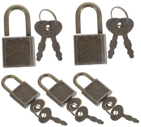 Toyvian 5sets Antique Style Lock Keys for Boys and Girls Treasure Chest Keyed Padlocks Keys for Jewelry Box