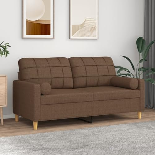 Xichuzi 2-Sitzer-Sofa mit Zierkissen Braun 140 cm Stoff, Sofas & Couches, Sofa Wohnzimmer, Sofa Für Jugendzimmer, Relaxsofa, Sofa Für Schlafzimmer, Polstersofa 3200785