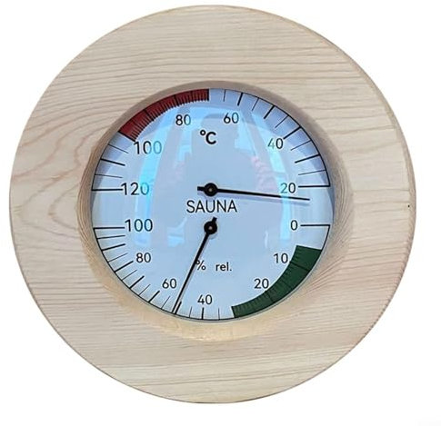 Two In One Sauna Thermometer Hygrometer, Wood Digital Temperature Humidity Meter For Steam Room Bath Monitoring Readings