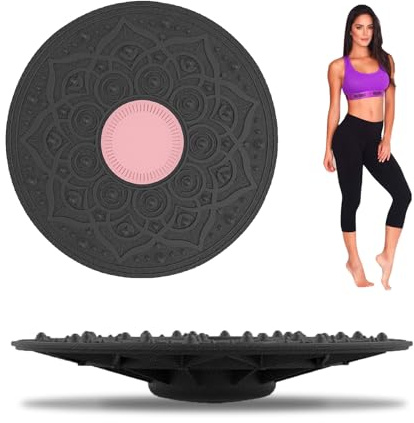 Tabla de equilibrio, cojín de equilibrio, tabla con base antideslizante, tabla para rehabilitación y fitness, fortalece tu equilibrio, para adultos y niños, color rosa