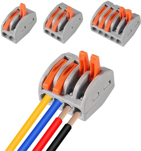 55 st snabbkopplingsspaksanslutningar – push-in elektriska terminalblock | Inkluderar förvaringslåda, snabb kabelanslutning, passar ledningsscenarier