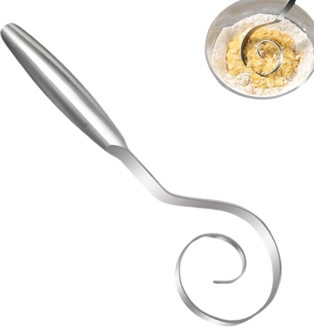 Hqunjikp Frusta per impasto del pane, in acciaio, strumento per impastare per impastare pasta madre per impastare pasta madre lievitazione cottura pizza casa cucina panetteria