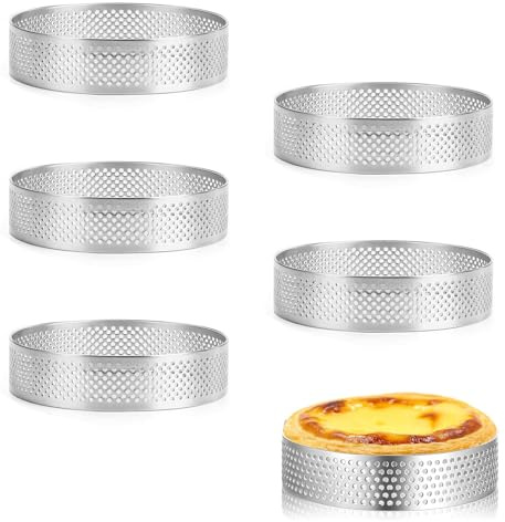 YXHZVON Lot de 6 Cercle a Patisserie, 6cm Cercle à Gâteau Rond en Acier Inoxydable, Cercles à Gâteau avec Petits Trous Ronds pour Gâteaux Pâtisseries Muffins