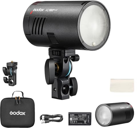 Godox AD100 Pro II AD100Pro II Pocket Outdoor Flash Strobe, 100Ws 2.4G TTL 1/8000s HSS Monolight, 0.01-1.5s Recycle, 490 Full Power Flashes, LED Modeling Lamp, GODOX AD 100 Pro II with Color Indicator