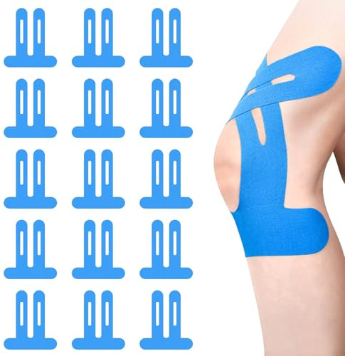 KASURE 15 Pièces Bande Kinesiologie Genou,Doux Pour La Peaus Trap Genou,Respirant Et Imperméable Tape Kinesiologie,Bande Kinesiologie,Convient à La Course à Pied et Au Fitness (Bleu)