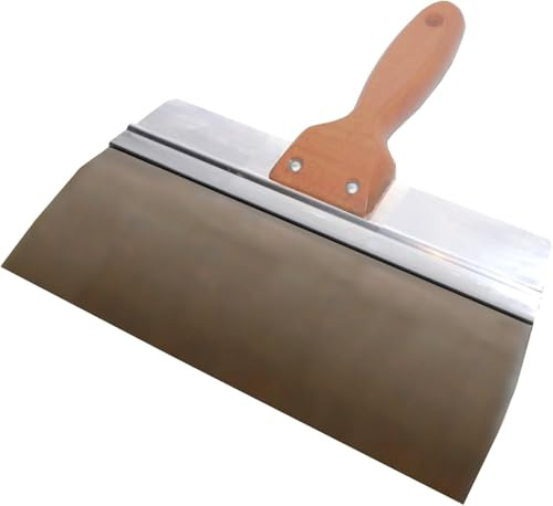 High Blade Medium Flexible Stainless Steel Taping Knife with Wooden Handle, Drywall Plastering Rendering Spatula, Filling Knife for Drywall & DIY, 250mm (10)