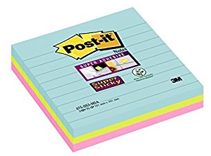 Post-it Haftnotizen liniert, Miami XL, 101 x 101 mm, 3 Blöcke