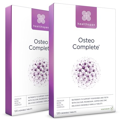 Healthspan Osteo Complete | mit Vanillegeschmack | Unterstützt Knochen-, Zahn- und Muskelgesundheit | Enthält Vitamin D3, Zink, Calcium, Magnesium, Bor und Kupfer | Vegetarisch | 240 Tabletten