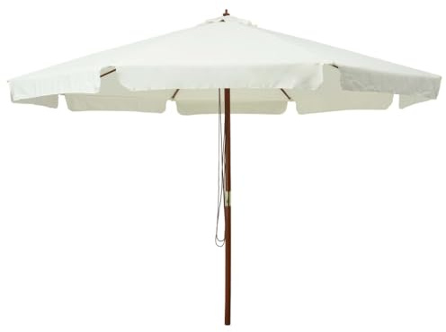 vidaXL Parasol d'extérieur avec mât en bois 330 cm blanc sable