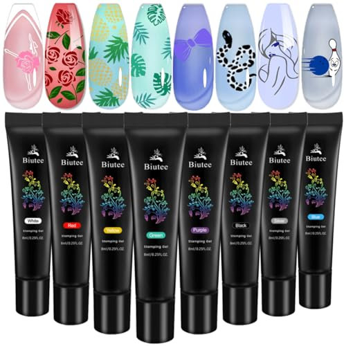 Biutee Set 8 di smalto semipermanente unghie in gel Kit,Smalti Gel per Unghie UV Led,Kit Liner Stampo French Unghie Set di smalti per unghie di Halloween