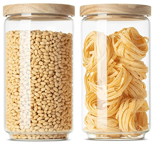 Econovo® Vorratsgläser mit Deckel XL 2000ml (2-teilig) aus Borosilikatglas, Vorratsgläser Set stapelbar und luftdicht, Vorratsdosen Glas-Behälter Set für Lebensmittel groß und klein