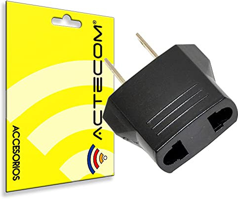 ACTECOM® Adaptador Enchufe Universal Europeo a Americano - Convertidor Clavija EU a US para Viajes a EEUU, México China - Adaptador Compacto Duradero para Electrodomésticos y Dispositivos Electrónicos