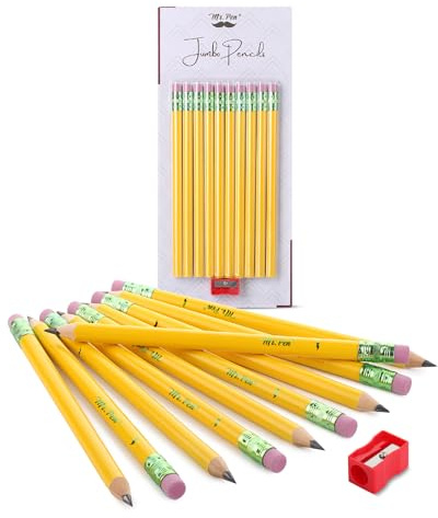 Mr. Pen- Jumbo Pencils for Preschoolers, 10 Big Pencil and 1 Sharpener, Fat Pencils for Kindergarten, Large Pencil