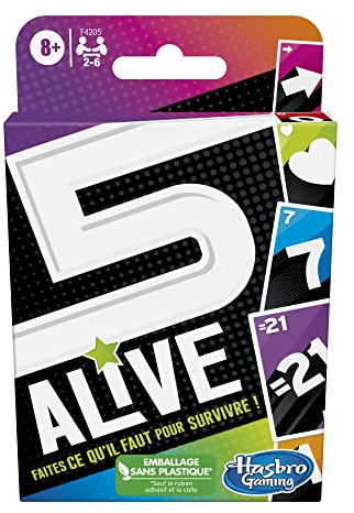 Hasbro Gaming 5 Alive, Jeu de Cartes pour Enfants, Jeux de Famille, à Partir de 8 Ans, Multijoueur 2 à 6 Personnes, Jeux de Société Voyage