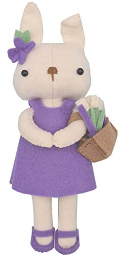 Hardicraft Wollfilzpaket Bastelfilz zum selber Machen mit Anleitung und Schnittmuster, hochwertigen Wollfilz, Füllmaterial für Kaninchen Sophie, ca. 23 cm
