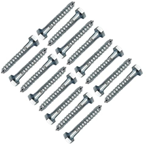 Coach Screws Hex Head Width 10mm Half Thread Zinc Plated Steel Wood Screw Hexagon Lag Bolts Silver Long M6 6 x 40mm (1.5 inch x 0.24 inch) Box of 20 pcs