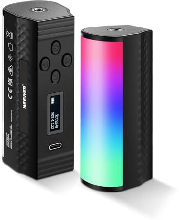 NEEWER 2 Pack Magnetic Handheld Light Wand, 360° Full RGB Mini LED Video Light Stick with 2500mAh Rechargeable Battery,2500-8500K Dimmable Camera Tube Light for Photography TikTok YouTube Vlog,TL96RGB