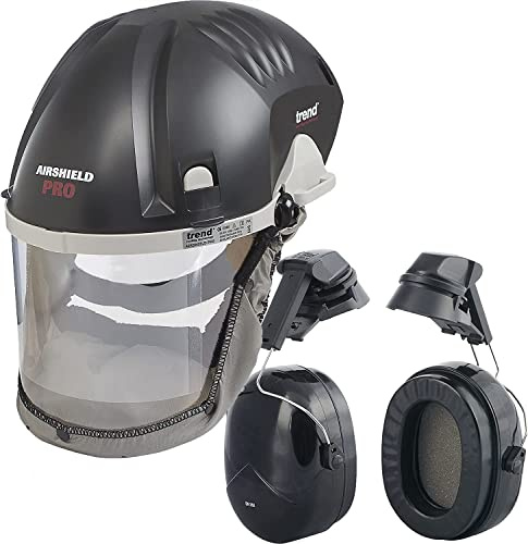 Trend Airshield Pro Casque de Protection Complet avec écran Facial à Circulation d'air et protecteurs d'oreilles - Ensemble Complet de Protection faciale et auditive, AIR/PRO/D2/E