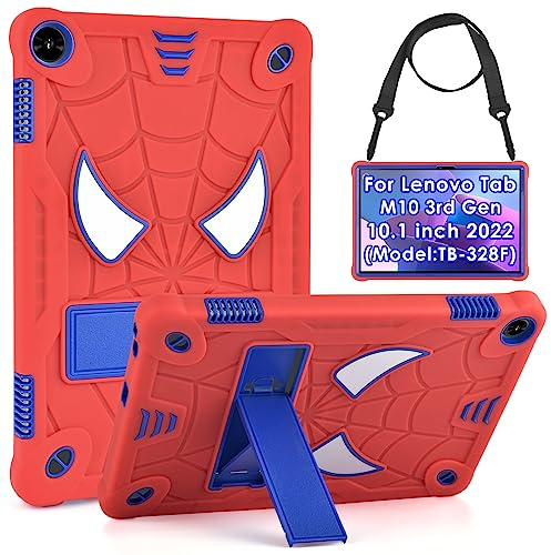 KATUMO Hülle für Lenovo Tab M10 3rd Gen 10,1 Zoll (TB328FU/328XU) 2022 Tablet, Ganzkörper-Schutzhülle mit Klappständer und Schultergurt Cover Case für M10 10.1 Strapazierfähig und Kinderfreundlich