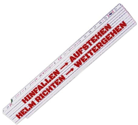 Zollstock mit lustigem Motiv – Helm richten - Glieder-Maßstab mit Spruch bedruckt - Metermaß mit mehreren Motiven zur Auswahl