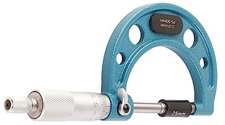 Außenmikrometer Edelstahl Hohe Genauigkeit Bügelmessschraube Dickenmessgerät mit Schlüssel 0,01mm Externes Mikrometer Werkzeug für präzises Messen von Materialstärken (25-50mm)