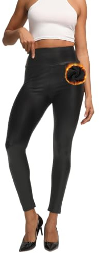 Getervb Leggings Simili Cuir Femme Taille Haute Pantalon PU Moulant Sexy Leggings Sport Push Up