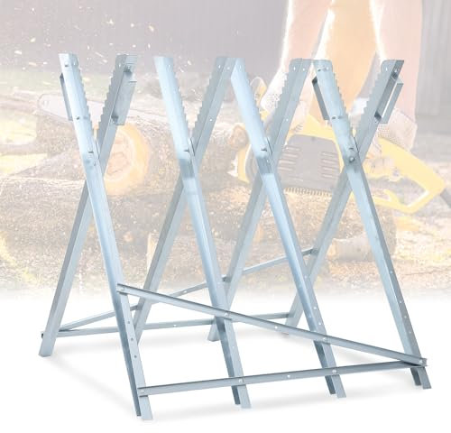 Sonnewelt Sägebock Metall verzinkt, Belastbarkeit max.150kg, Kettensägen für Säge Sägegestell zusammenfaltbar, Holzsägebock Säge für Kettensäge, Holzsägebock Mobile Kettensägebock｜80x80x81cm
