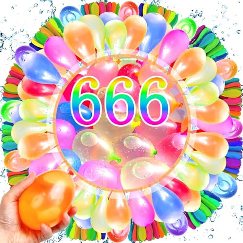 ENCOUN 666Pcs Globos de Agua, Colores, Multicolores, Autosellado, Bombas de Agua para Niños y Adultos, Fiesta al Aire Libre, Jardin, Playa