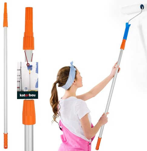 KOTARBAU® Teleskopstiel Aluminium 100-200 cm | Teleskopstange mit Aufnahme für Malerwalzen | Maler Teleskopstange | Malerstange Teleskopstange Maler