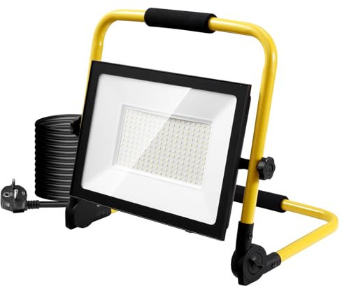 Faretto LED da Cantiere 200W,20000LM 6500K Bianco freddo Faro LED Portatile,Lampada da Lavoro con Spina,IP65 Impermeabile Faretti LED per Edilizia Officina Campeggio Garagefaro led esterno