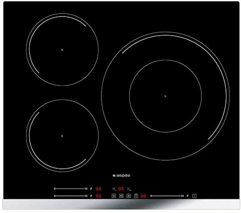 Aspes Placa de Inducción Cristal negro AI3601SB32. Potencia máx. 7400 W, 3 Zonas de Cocción, Niveles de Cocción, Control Slider táctil, Función Turbo, Bloqueo y Autodesconexión de Seguridad