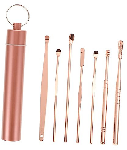 minkissy 7-teiliges Set Zum Entfernen Von Ohrenschmalz Mit Earspoons Aus Edelstahl Sanfte Und Sichere Ohrreinigungswerkzeuge