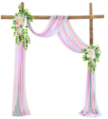 ZJILIXIA Querbehang 70 * 600cm,Hochzeitsbogen Tüll,Hochzeit Querbehang Freihanddeko,Hochzeitsbogen Vorhang Deko,Weiches Polyestergewebe Hochzeit Vorhang,Für Party, Fotografie,Hochzeit (Bunt)