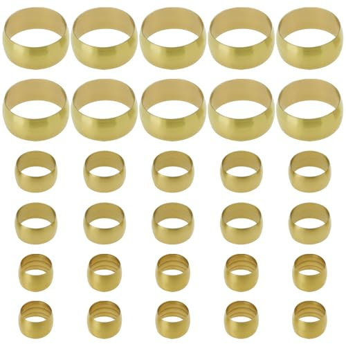 SG Store 30 Pièces Raccords de Virole de Compression en Laiton pour Tuyau en Cuivre - Olives et Manchons 8mm 10mm 16mm ID