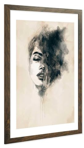 PHOTOLINI Bilderrahmen 40x60 Eiche dunkel Holz MDF, breiter 40x60 cm Bilderrahmen mit bruchsicheres Acrylglas, Rahmen 60x40 zum Aufhängen & Zubehör - Fotorahmen für die stilvolle Wanddekoration