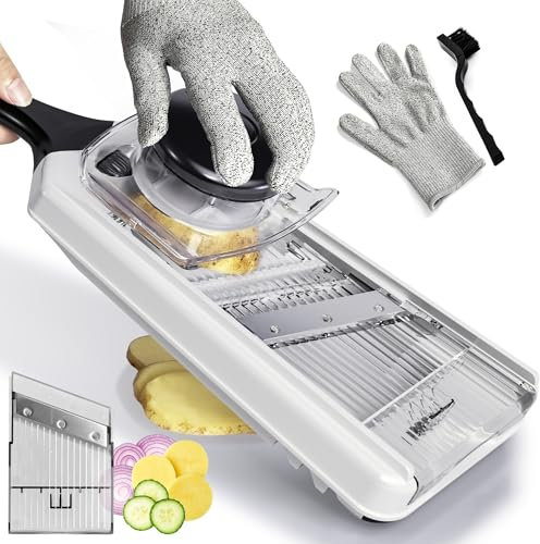 Handheld Mandoline Slicer - Adjustable Stainless Steel Blade, Comfort Grip, Safety Features, Easy to Clean, Ideal for Speedy Slicing of Fruits and Vegetables