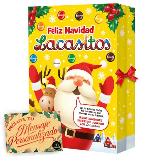 Lacasitos Adventskalender im Buchformat, mit 24 Schokoladenüberraschungen und interaktiven Spielen, inklusive personalisierter Cia&Co-Karte, für Jungen und Mädchen, 296 g