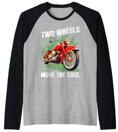 Two Wheels Move The Soul Motorbike Chopper Raglan Baseball Tee