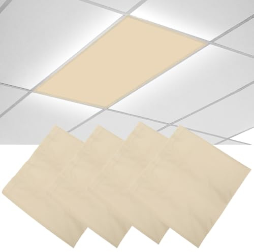 4 Pcs Fluorescent Light Covers, 4 x 2 Feet Magnetic Light Covers for Ceiling Lights Shade Panel, Drop Ceiling Light Filters Covers for Office Classroom School Home, Polyester Fabric Material