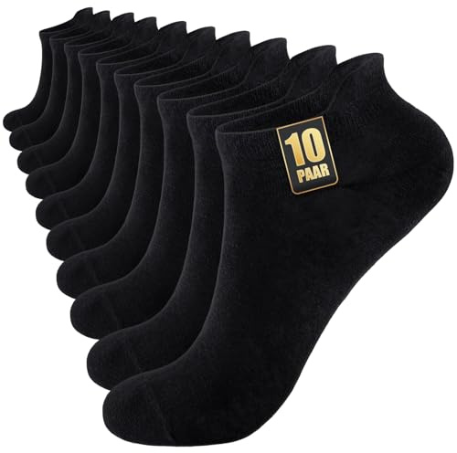 SockWaddles 10 Par Sneakersockor Herr Dam, Anti-Svett Korta Sockor, Bomullssportstrumpor, Andningsbara Löparstrumpor Unisex Svart Vit Grå