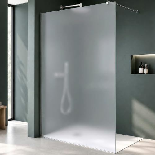Mai & Mai Duschwand für Dusche Duschabtrennung 140x200cm Walk-In Dusche | Duschtrennwand 8mm ESG-Sicherheitsglas NANO Glas Vollsatiniert BRAM3 Bremen01VS