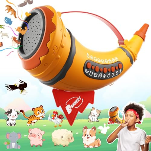 Animal Caller Toys for Kids Toddlers, Hunting Toys with 2 Modes 30 Realistic Animal Sounds, Outdoor Discovery Play with 8 Horn and 5-Level Lights, Early Learning Animal Toys for Boys Girls Ages 3+