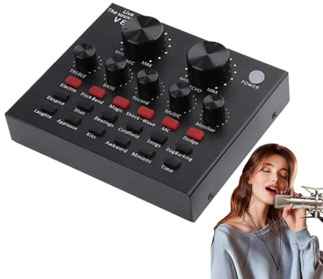Podcast Mixer Sound Effects Machine | Wireless Audio Equipment, Live Karaoke Sound Card with Dj Mixer Effects and Voice Changer for Home Studio