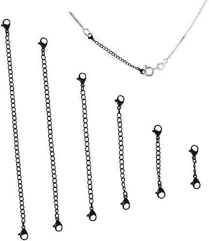 NUOBESTY 6 Pezzi Estensore del Braccialetto Estensori del Braccialetto Gioielli a Catena Estensori per Collane Estensori di Catena d'Argento Chiusure Estensore della Catena d'oro Black