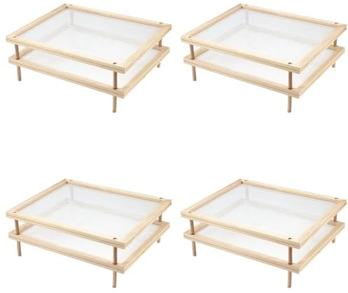 ISKDJBJG 8X Essiccatore per Alimenti Impilabile con Rete nel Legno Stendino per Pasta alle Supporto per Essiccatore per Alimenti Multiuso Un 2 Livelli