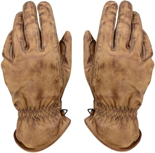 BOSmoto Motorradhandschuhe aus Echtleder für Herren – Klassisches Design,Herren Motorrad Leder Handschuhe,Biker Motorrad Sommer Handschuhe (Brown, L)