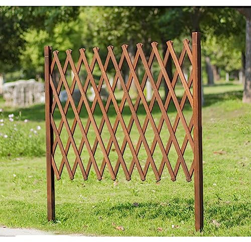 Supporto per piante in legno con staccionata estensibile per giardini all'aperto, telaio retrattile e schermo privacy per fioriere da prato