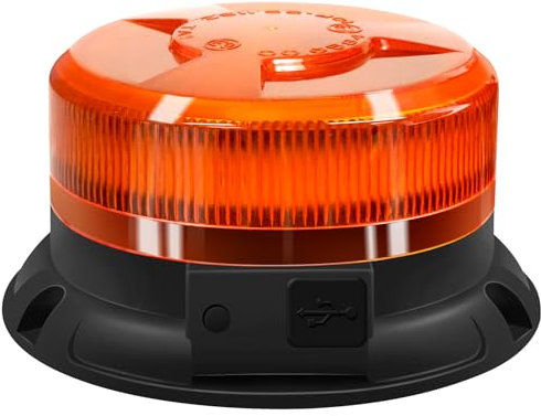 AnTom Luce LED stroboscopica lampeggiante di emergenza batteria,12V 9 Modalità di ricarica Base Magnetica Lampeggiante per veicoli Carrelli trattori golf UTV Sin certificación V16